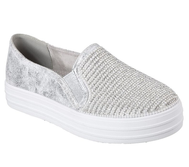 Skechers Double Up - Shiny Dancer - Womens Flats Shoes Silver [AU-TL2638]